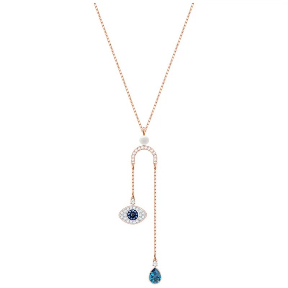 Swarovski Duo Evil Eye Y Necklace in Rose Gold